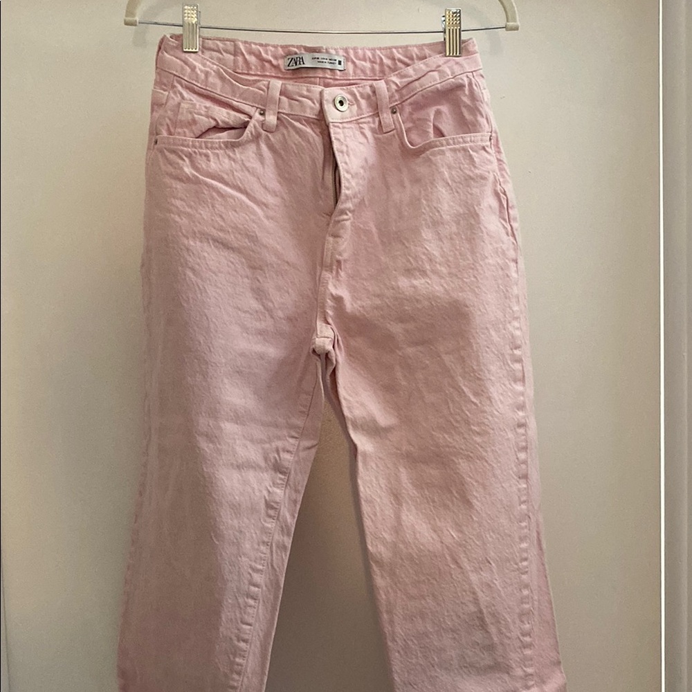 Zara Soft Pink Straight Leg Jeans